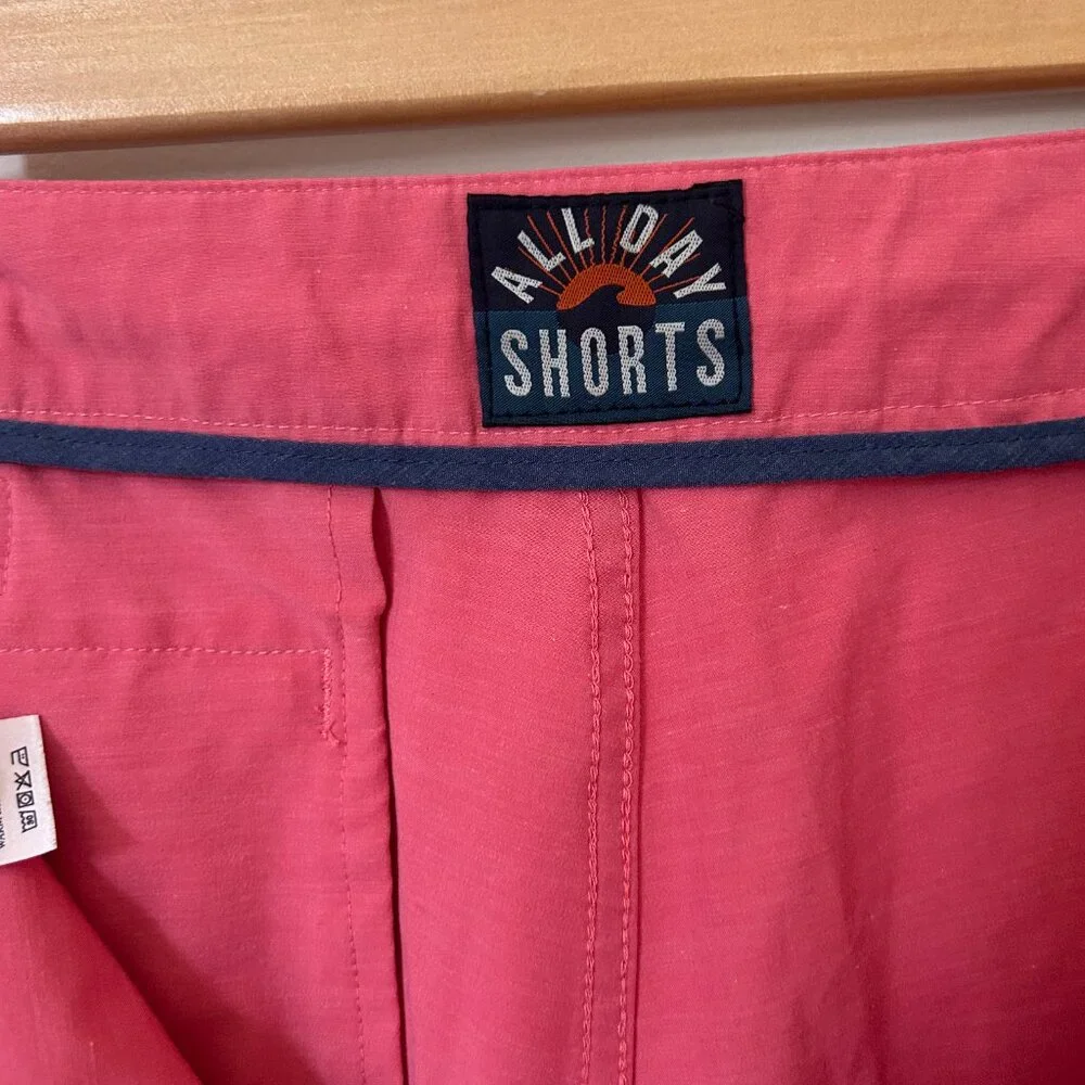 Faherty All Day Shorts - 32 waist, 7 in length, Nantucket Red color